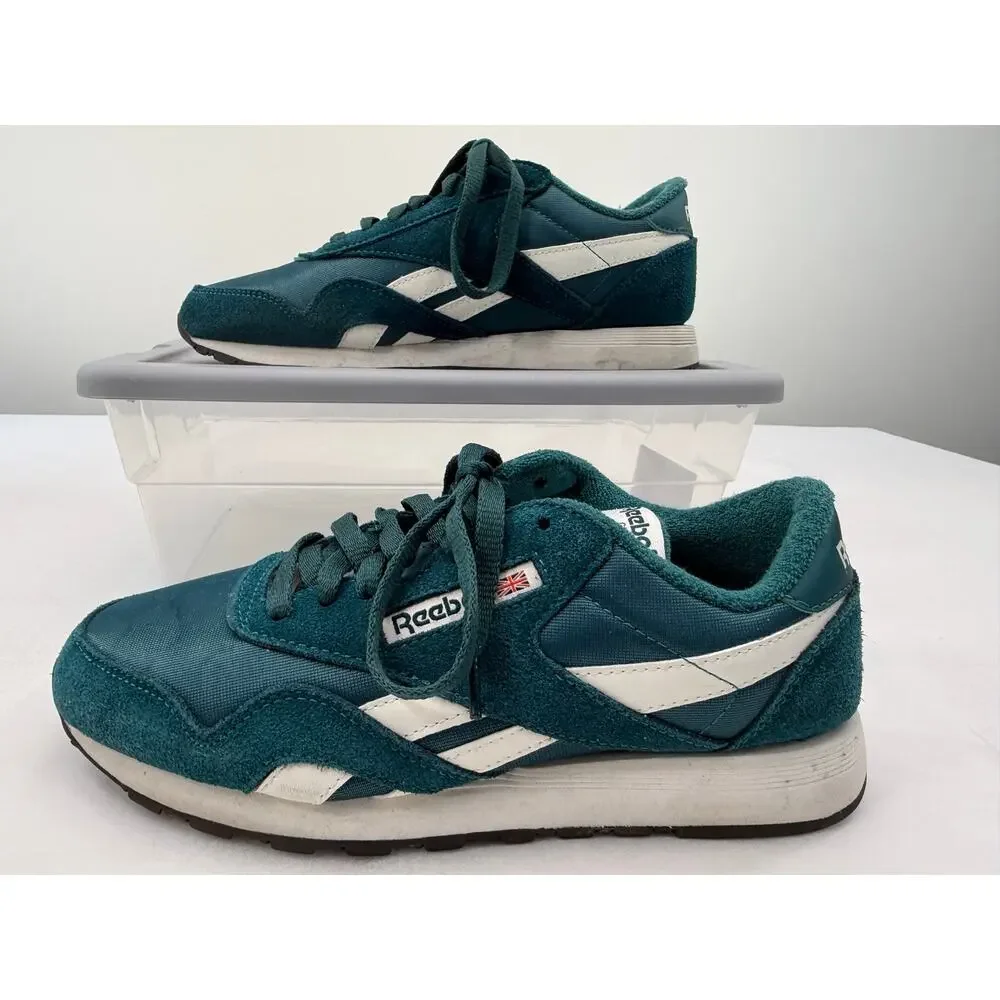 Reebok Classic Nylon Teal Suede Sneakers Men’s Size 7.5 Retro Running Shoes